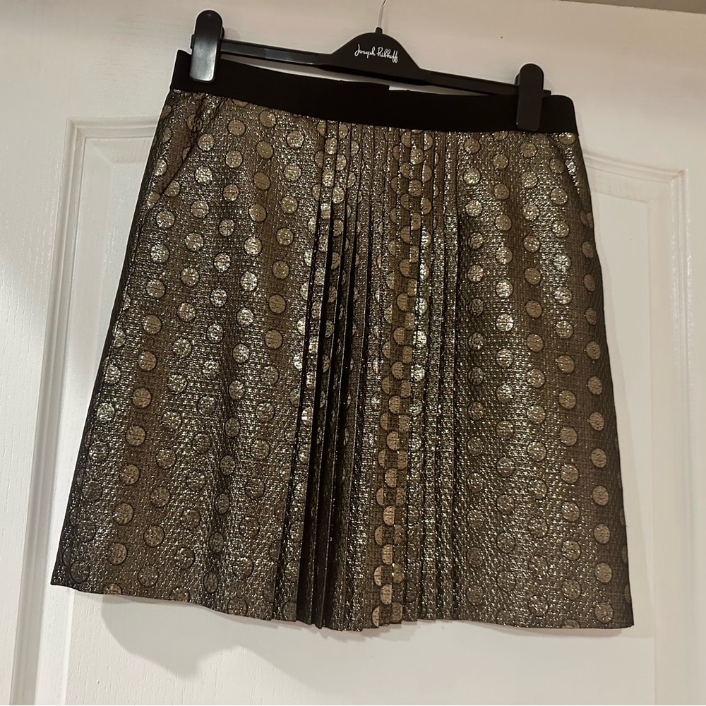 J.Crew gold metallic mini skirt mod vibes